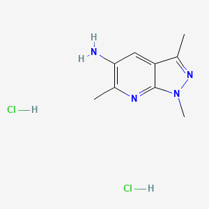 molecular formula C9H14Cl2N4 B2626891 二盐酸1,3,6-三甲基-1H-吡唑并[3,4-b]吡啶-5-胺 CAS No. 1909308-48-0