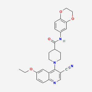 molecular formula C26H26N4O4 B2626896 1-(3-cyano-6-ethoxyquinolin-4-yl)-N-(2,3-dihydrobenzo[b][1,4]dioxin-6-yl)piperidine-4-carboxamide CAS No. 1226444-93-4