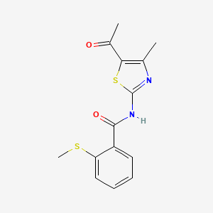 molecular formula C14H14N2O2S2 B2626898 N-(5-乙酰基-4-甲基噻唑-2-基)-2-(甲硫基)苯甲酰胺 CAS No. 871558-97-3