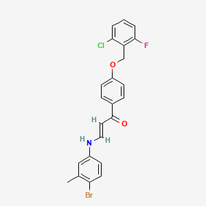 molecular formula C23H18BrClFNO2 B2626907 (E)-3-(4-bromo-3-methylanilino)-1-[4-[(2-chloro-6-fluorophenyl)methoxy]phenyl]prop-2-en-1-one CAS No. 477888-57-6