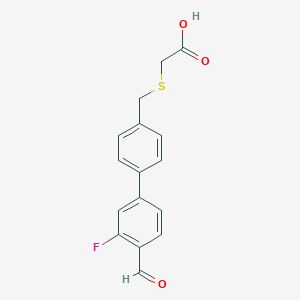 molecular formula C16H13FO3S B2626915 2-[[4-(3-Fluoro-4-formylphenyl)phenyl]methylsulfanyl]acetic acid CAS No. 2411311-29-8