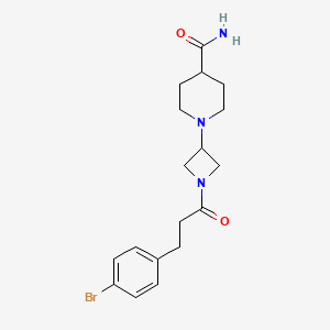 molecular formula C18H24BrN3O2 B2626933 1-(1-(3-(4-溴苯基)丙酰)氮杂环丁-3-基)哌啶-4-甲酰胺 CAS No. 2034309-91-4