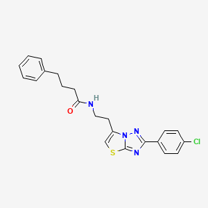 B2626934 N-(2-(2-(4-chlorophenyl)thiazolo[3,2-b][1,2,4]triazol-6-yl)ethyl)-4-phenylbutanamide CAS No. 894026-99-4