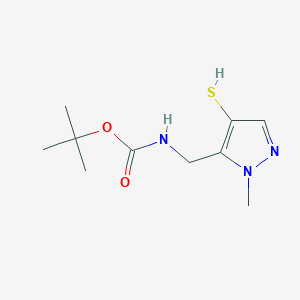 molecular formula C10H17N3O2S B2626938 叔丁基N-[(2-甲基-4-巯基吡唑-3-基)甲基]氨基甲酸酯 CAS No. 2408958-58-5