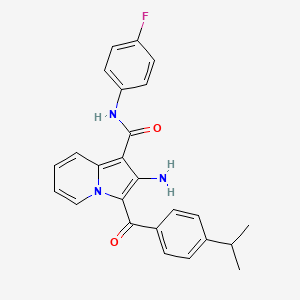 molecular formula C25H22FN3O2 B2626939 2-氨基-N-(4-氟苯基)-3-(4-异丙基苯甲酰)吲哚并[2,1-b]异喹啉-1-甲酰胺 CAS No. 903346-03-2