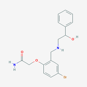 molecular formula C17H19BrN2O3 B262694 2-(4-Bromo-2-{[(2-hydroxy-2-phenylethyl)amino]methyl}phenoxy)acetamide 
