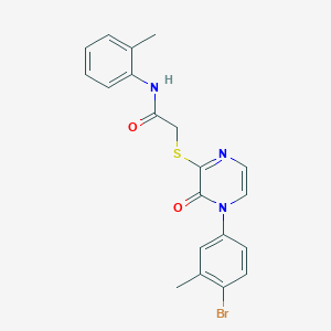 B2626956 2-((4-(4-bromo-3-methylphenyl)-3-oxo-3,4-dihydropyrazin-2-yl)thio)-N-(o-tolyl)acetamide CAS No. 899988-06-8
