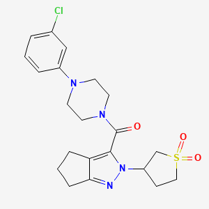molecular formula C21H25ClN4O3S B2626967 (4-(3-氯苯基)哌嗪-1-基)(2-(1,1-二氧化四氢噻吩-3-基)-2,4,5,6-四氢环戊[c]吡唑-3-基)甲酮 CAS No. 1040666-40-7