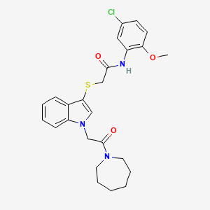 molecular formula C25H28ClN3O3S B2626982 2-((1-(2-(azepan-1-yl)-2-oxoethyl)-1H-indol-3-yl)thio)-N-(5-chloro-2-methoxyphenyl)acetamide CAS No. 878055-61-9