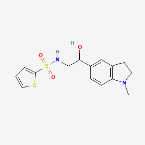 molecular formula C15H18N2O3S2 B2626984 N-(2-hydroxy-2-(1-methylindolin-5-yl)ethyl)thiophene-2-sulfonamide CAS No. 1705650-07-2