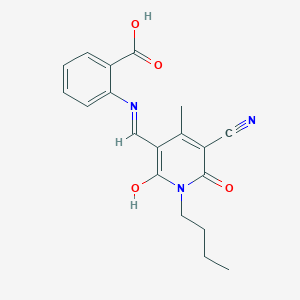 molecular formula C19H19N3O4 B2626986 (Z)-2-(((1-butyl-5-cyano-4-methyl-2,6-dioxo-1,6-dihydropyridin-3(2H)-ylidene)methyl)amino)benzoic acid CAS No. 883278-88-4
