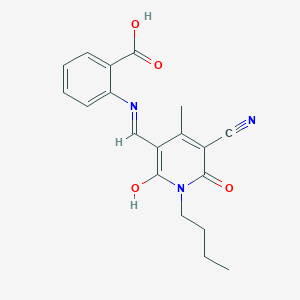 molecular formula C19H19N3O4 B2626986 (Z)-2-(((1-丁基-5-氰基-4-甲基-2,6-二氧代-1,6-二氢吡啶-3(2H)-亚甲基)甲基)氨基)苯甲酸 CAS No. 883278-88-4