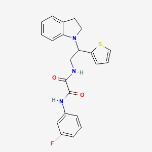 molecular formula C22H20FN3O2S B2626995 N1-(3-fluorophenyl)-N2-(2-(indolin-1-yl)-2-(thiophen-2-yl)ethyl)oxalamide CAS No. 898407-67-5