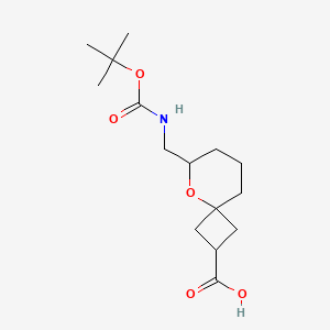 molecular formula C15H25NO5 B2627008 6-[[(2-甲基丙烷-2-基)氧羰基氨基]甲基]-5-氧杂螺[3.5]壬烷-2-羧酸 CAS No. 2445794-11-4