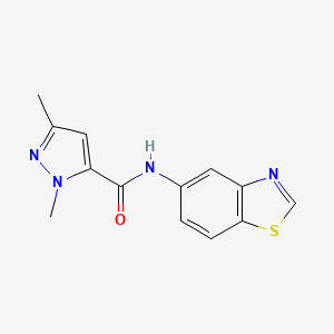 molecular formula C13H12N4OS B2627010 N-(benzo[d]thiazol-5-yl)-1,3-dimethyl-1H-pyrazole-5-carboxamide CAS No. 1014092-46-6