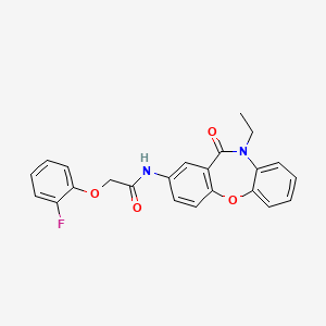 molecular formula C23H19FN2O4 B2627044 N-(10-乙基-11-氧代-10,11-二氢二苯并[b,f][1,4]恶杂环庚-2-基)-2-(2-氟苯氧基)乙酰胺 CAS No. 922082-25-5