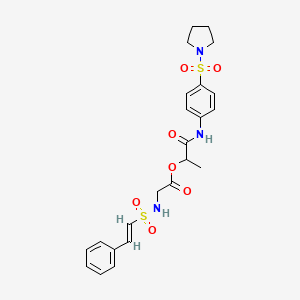 molecular formula C23H27N3O7S2 B2627057 [1-oxo-1-(4-pyrrolidin-1-ylsulfonylanilino)propan-2-yl] 2-[[(E)-2-phenylethenyl]sulfonylamino]acetate CAS No. 1164558-14-8