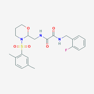 molecular formula C22H26FN3O5S B2627059 N1-((3-((2,5-dimethylphenyl)sulfonyl)-1,3-oxazinan-2-yl)methyl)-N2-(2-fluorobenzyl)oxalamide CAS No. 872724-61-3