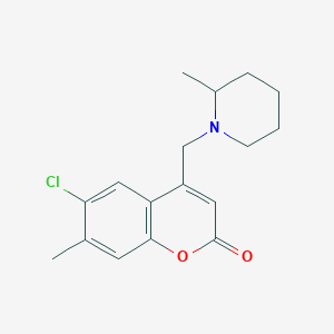 molecular formula C17H20ClNO2 B2627067 6-chloro-7-methyl-4-((2-methylpiperidin-1-yl)methyl)-2H-chromen-2-one CAS No. 790683-57-7