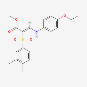 molecular formula C20H23NO5S B2627088 methyl (2Z)-2-[(3,4-dimethylphenyl)sulfonyl]-3-[(4-ethoxyphenyl)amino]acrylate CAS No. 1327181-12-3