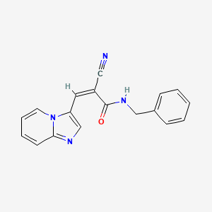 molecular formula C18H14N4O B2627092 (Z)-N-benzyl-2-cyano-3-imidazo[1,2-a]pyridin-3-ylprop-2-enamide CAS No. 1356816-00-6