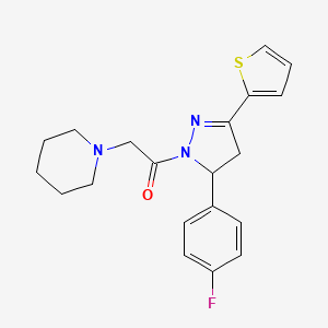 1-(5-(4-fluorophenyl)-3-(thiophen-2-yl)-4,5-dihydro-1H-pyrazol-1-yl)-2-(piperidin-1-yl)ethanone