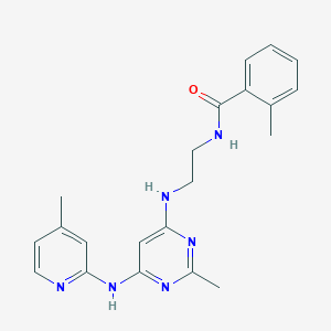 molecular formula C21H24N6O B2627096 2-methyl-N-(2-((2-methyl-6-((4-methylpyridin-2-yl)amino)pyrimidin-4-yl)amino)ethyl)benzamide CAS No. 1428373-61-8