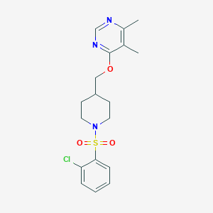 molecular formula C18H22ClN3O3S B2627106 4-((1-((2-氯苯基)磺酰基)哌啶-4-基)甲氧基)-5,6-二甲基嘧啶 CAS No. 2310127-54-7