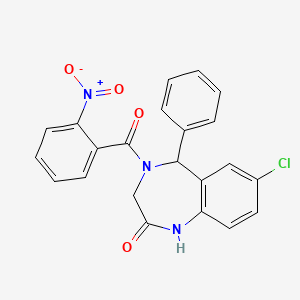 molecular formula C22H16ClN3O4 B2627107 7-chloro-4-(2-nitrobenzoyl)-5-phenyl-3,5-dihydro-1H-1,4-benzodiazepin-2-one CAS No. 533878-87-4