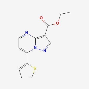 molecular formula C13H11N3O2S B2627109 Ethyl 7-(thiophen-2-yl)pyrazolo[1,5-a]pyrimidine-3-carboxylate CAS No. 828279-28-3