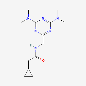 molecular formula C13H22N6O B2627118 N-((4,6-bis(dimethylamino)-1,3,5-triazin-2-yl)methyl)-2-cyclopropylacetamide CAS No. 2034426-71-4