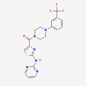 molecular formula C19H17F3N6OS B2627130 (2-(Pyrimidin-2-ylamino)thiazol-4-yl)(4-(3-(trifluoromethyl)phenyl)piperazin-1-yl)methanone CAS No. 1251575-20-8