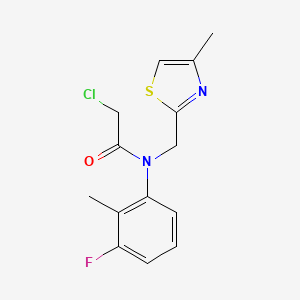 molecular formula C14H14ClFN2OS B2627154 2-Chloro-N-(3-fluoro-2-methylphenyl)-N-[(4-methyl-1,3-thiazol-2-yl)methyl]acetamide CAS No. 2411295-65-1