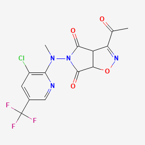molecular formula C14H10ClF3N4O4 B2627167 3-acetyl-5-[[3-chloro-5-(trifluoromethyl)-2-pyridinyl](methyl)amino]-3aH-pyrrolo[3,4-d]isoxazole-4,6(5H,6aH)-dione CAS No. 337920-09-9