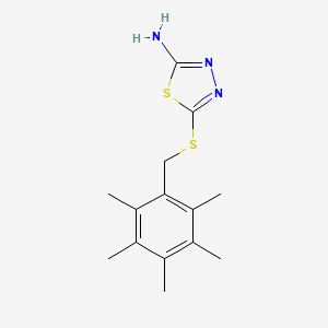 molecular formula C14H19N3S2 B2627173 5-[(2,3,4,5,6-Pentamethylbenzyl)sulfanyl]-1,3,4-thiadiazol-2-amine CAS No. 882079-12-1