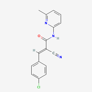 molecular formula C16H12ClN3O B2627181 (E)-3-(4-chlorophenyl)-2-cyano-N-(6-methylpyridin-2-yl)acrylamide CAS No. 496021-25-1