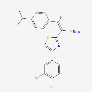 molecular formula C21H16Cl2N2S B2627193 (Z)-2-(4-(3,4-dichlorophenyl)thiazol-2-yl)-3-(4-isopropylphenyl)acrylonitrile CAS No. 476672-17-0