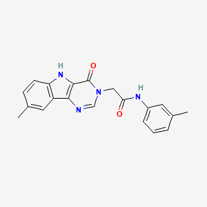 molecular formula C20H18N4O2 B2627203 2-(8-methyl-4-oxo-4,5-dihydro-3H-pyrimido[5,4-b]indol-3-yl)-N-(m-tolyl)acetamide CAS No. 1207015-77-7