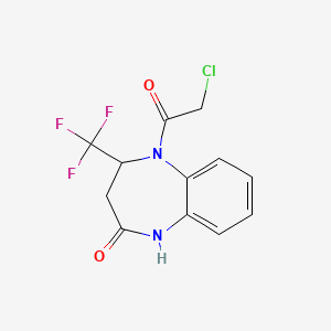 molecular formula C12H10ClF3N2O2 B2627236 5-(氯乙酰基)-4-(三氟甲基)-1,3,4,5-四氢-2H-1,5-苯并二氮杂卓-2-酮 CAS No. 923168-29-0