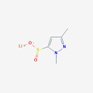 molecular formula C5H7LiN2O2S B2627237 lithium(1+) ion 1,3-dimethyl-1H-pyrazole-5-sulfinate CAS No. 2172255-20-6