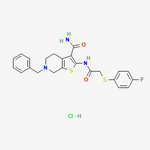 6-Benzyl-2-(2-((4-fluorophenyl)thio)acetamido)-4,5,6,7-tetrahydrothieno[2,3-c]pyridine-3-carboxamide hydrochloride