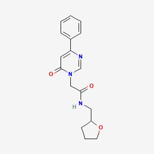 molecular formula C17H19N3O3 B2627249 2-(6-oxo-4-phenylpyrimidin-1(6H)-yl)-N-((tetrahydrofuran-2-yl)methyl)acetamide CAS No. 1058484-26-6