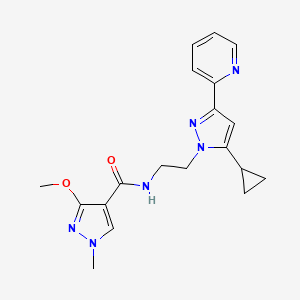 molecular formula C19H22N6O2 B2627258 N-(2-(5-cyclopropyl-3-(pyridin-2-yl)-1H-pyrazol-1-yl)ethyl)-3-methoxy-1-methyl-1H-pyrazole-4-carboxamide CAS No. 1796964-11-8