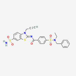 molecular formula C26H24N4O5S3 B2627264 (Z)-4-(N-苄基-N-乙基磺酰胺基)-N-(3-(丙-2-炔-1-基)-6-磺酰胺基苯并[d]噻唑-2(3H)-亚甲基)苯甲酰胺 CAS No. 865182-65-6