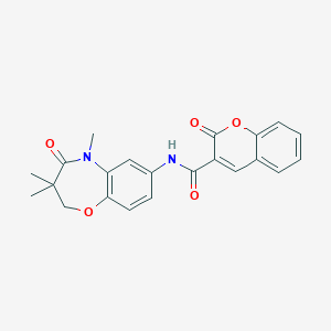 molecular formula C22H20N2O5 B2627267 2-oxo-N-(3,3,5-trimethyl-4-oxo-2,3,4,5-tetrahydrobenzo[b][1,4]oxazepin-7-yl)-2H-chromene-3-carboxamide CAS No. 921586-72-3