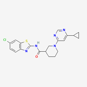 molecular formula C20H20ClN5OS B2627280 N-(6-chloro-1,3-benzothiazol-2-yl)-1-(6-cyclopropylpyrimidin-4-yl)piperidine-3-carboxamide CAS No. 1787918-28-8