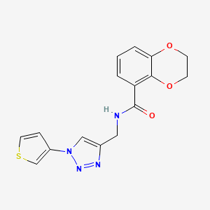 molecular formula C16H14N4O3S B2627286 N-((1-(噻吩-3-基)-1H-1,2,3-三唑-4-基)甲基)-2,3-二氢苯并[b][1,4]二氧杂环-5-甲酰胺 CAS No. 2034366-45-3