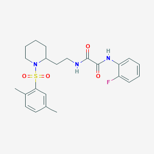 molecular formula C23H28FN3O4S B2627293 N1-(2-(1-((2,5-dimethylphenyl)sulfonyl)piperidin-2-yl)ethyl)-N2-(2-fluorophenyl)oxalamide CAS No. 898461-24-0
