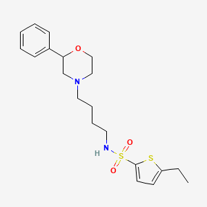 molecular formula C20H28N2O3S2 B2627294 5-ethyl-N-(4-(2-phenylmorpholino)butyl)thiophene-2-sulfonamide CAS No. 954023-93-9