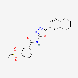 molecular formula C21H21N3O4S B2627300 3-(乙基磺酰基)-N-(5-(5,6,7,8-四氢萘-2-基)-1,3,4-恶二唑-2-基)苯甲酰胺 CAS No. 886923-84-8